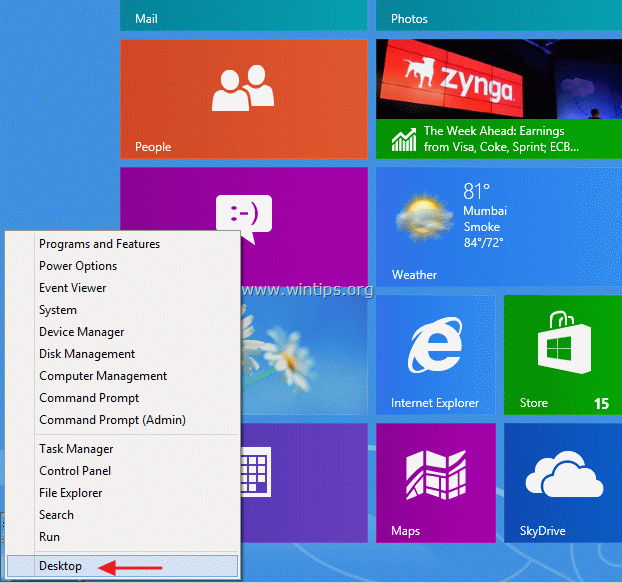 show desktop shortcut windows 8